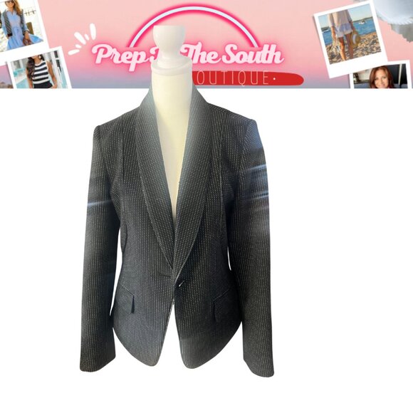 Karl Lagerfeld PARIS Black w/ White Dot Blazer w/ Zipper Trim 6 -GORGEOUS - Picture 6 of 15